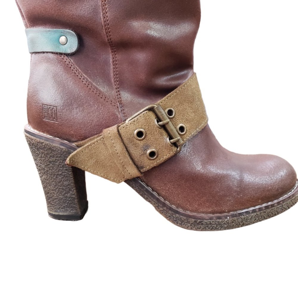 Bos & Co ‘Jan Faal’ Portugal Tall Heel Rustic Leather Brown Boots 41 - Picture 9 of 14